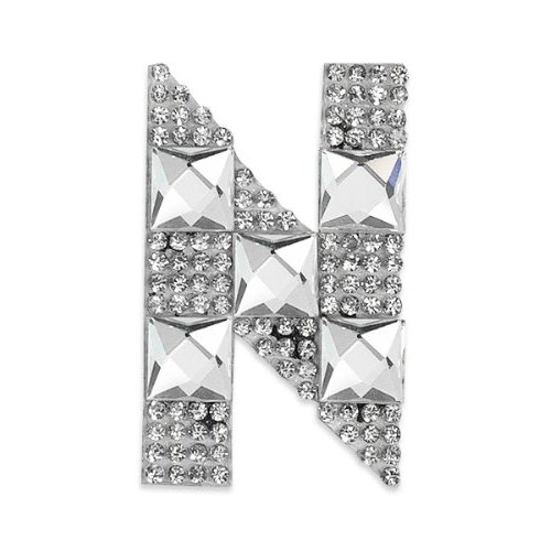 E1327N  Rhinestone Letter Applique N Iron On Patch Crystal 2.5