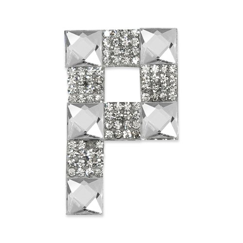 E1327P Rhinestone Letter Applique P Iron On Patch Crystal 2.5