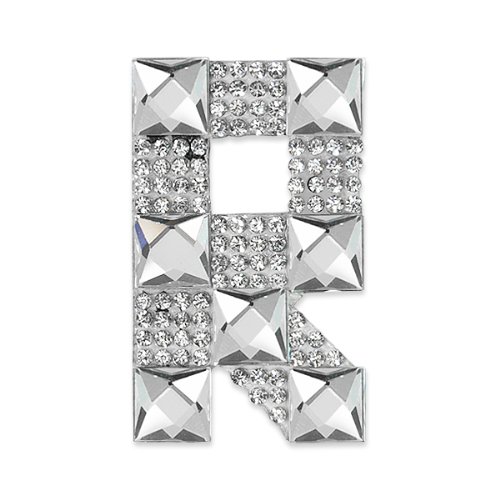 E1327R  Rhinestone Letter Applique R Iron On Patch Crystal 2.5