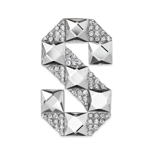 E1327S  Rhinestone Letter Applique S Iron On Patch Crystal 2.5