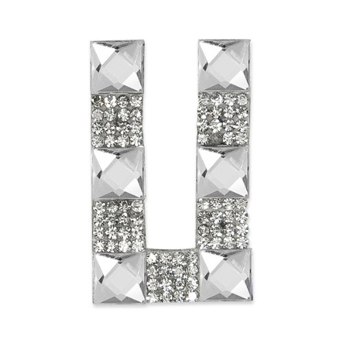 E1327U Rhinestone Letter Applique U Iron On Patch Crystal 2.5\