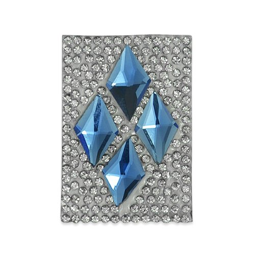 E1338  Blue Crystal Diamond Rhinestone Applique Iron on Patch 2 3/4\