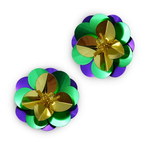E3998 (Set of 2) Multicolor Cluster Flower Sequin Appliques 1.5