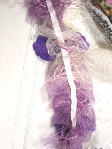 E5665 Purple  Flower Stretchy Sewing Trim