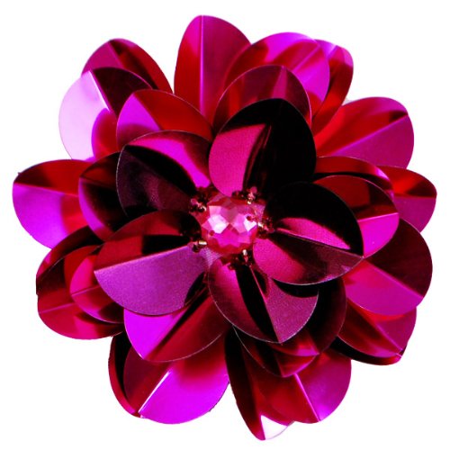 E6005 Fuchsia Jewel Floral Sequin Beaded Applique 3.5\