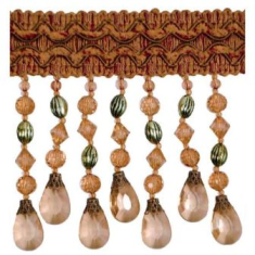 E6638 Spiced Rum Sonay Scalloped Beaded Fringe Trim 4.5\