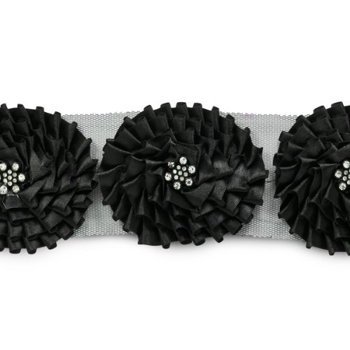 E6979 Black Daleah Flower Trim with Rhinestones 3\