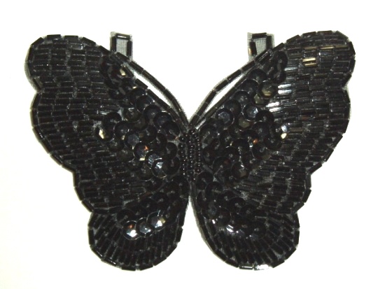 K8110  Black Butterfly Sequin Beaded Applique 4