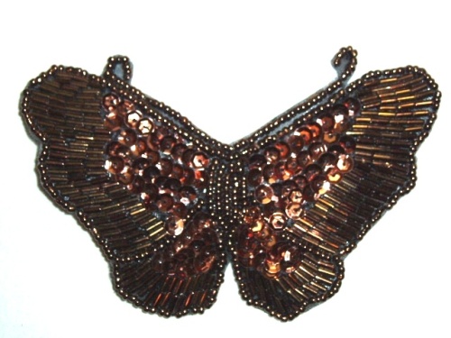 K8110  Bronze Butterfly Sequin Beaded Applique 4\