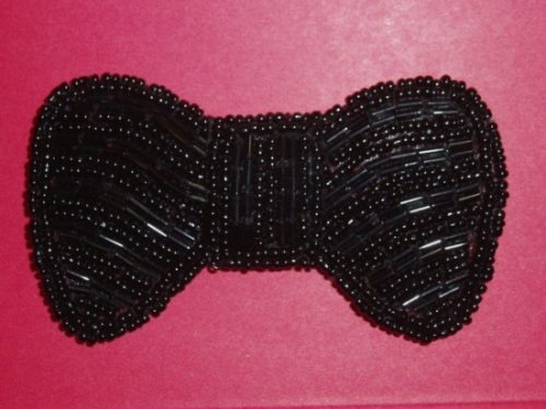 HB12  Black Bow Beaded Hair bow