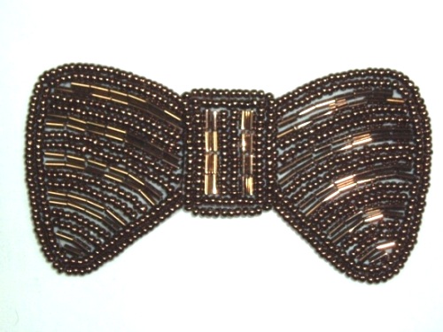 HB12  Bronze Bow Beaded Hair bow