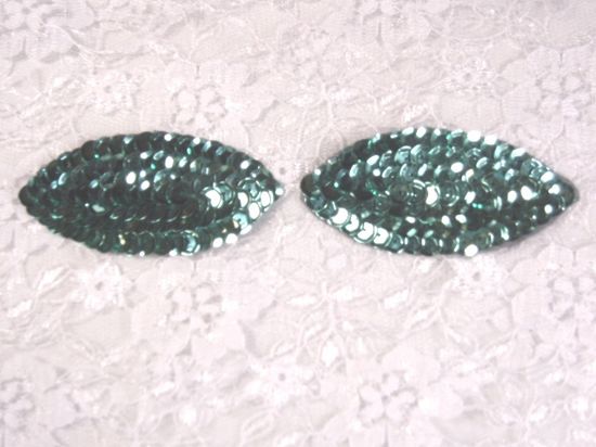 K8263  Set of ( 2 )  Teal Eye Pair Sequin  Appliques  2.5\