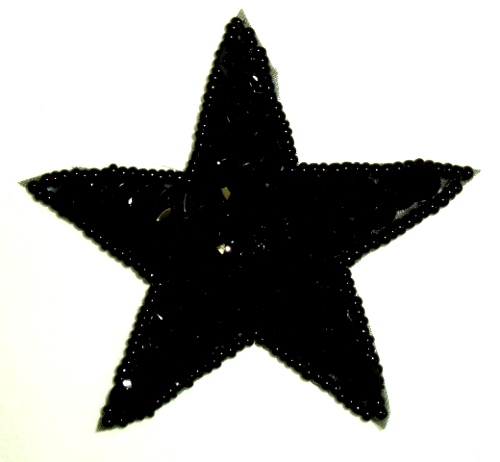 JB71 Black Star Applique 1.5 inch Sequin Beaded