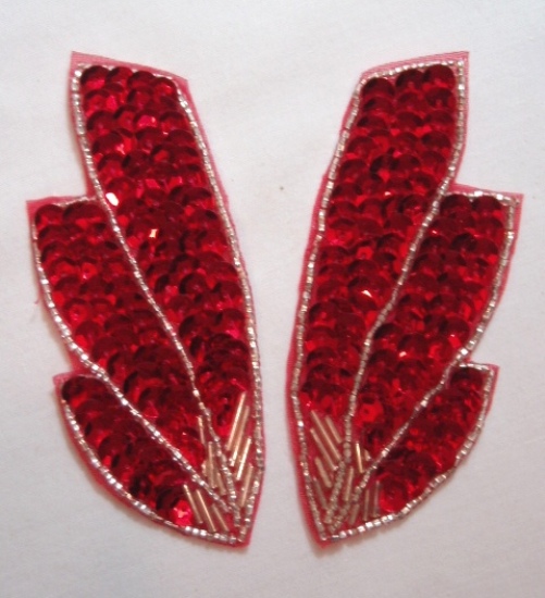 K8403  Red Wing Mirror Pair Sequin Beaded Appliques 4