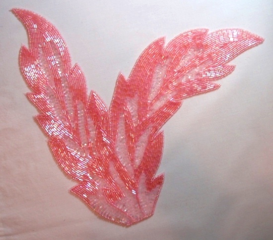 K8408  Pink Leaf Designer Sequin Beaded Applique 11