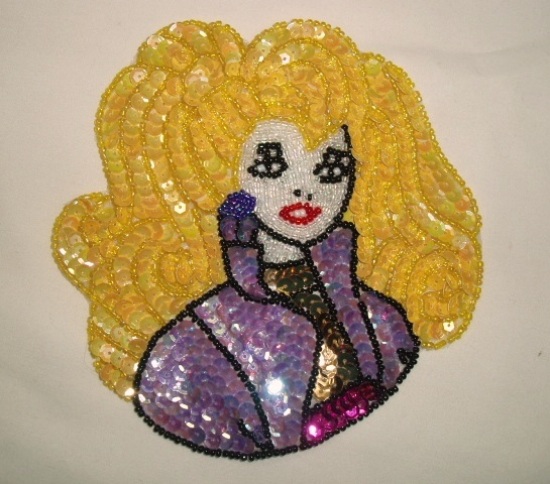 Barbie Doll Lady 5 Sequin Beaded Applique  0048