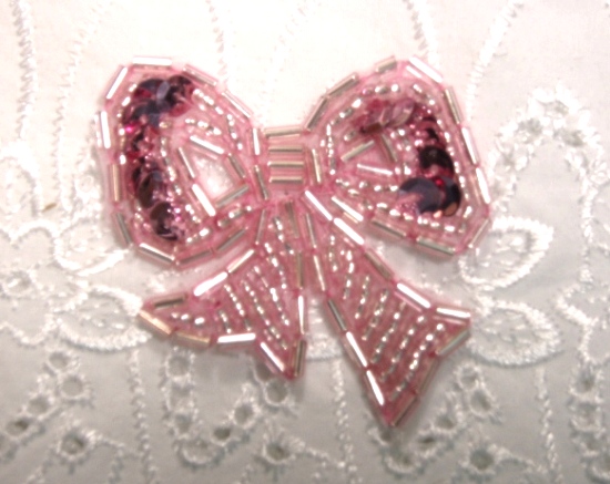 T8623  Mauve Bow Sequin Beaded Applique 2\
