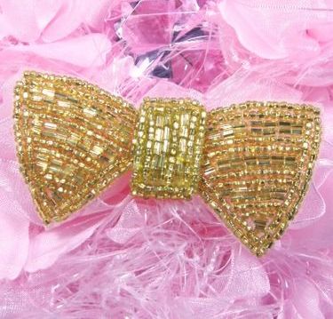 HB7378  Gold Bow Hair bow