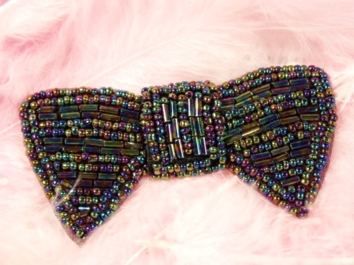 K8737  Black AB Bow Tie Beaded Applique 3