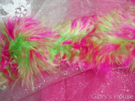 E3760  Fuchsia Lime Marabou Feather Fur Sewing Trim 2\