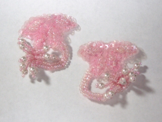 T8903 Set of 2 Pink Crystal AB Mirror Pair Sequin Beaded Appliques