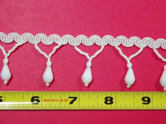 T8928  White Beaded Fringe Sewing Trim 1.5