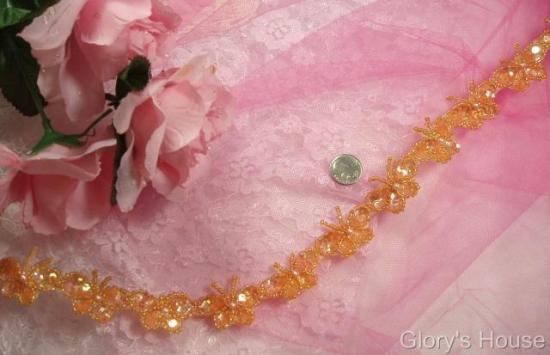 T9516  Peach Butterfly Sequin Beaded Applique or Trim