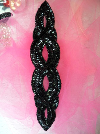 FS400 Black Designer Sequin Beaded Applique 11\