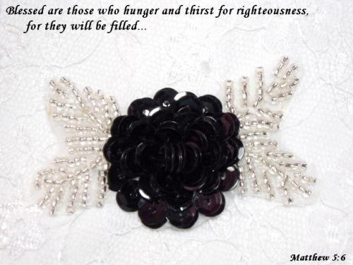 A0211E  Black Silver Floral Sequin Beaded Applique 2.25