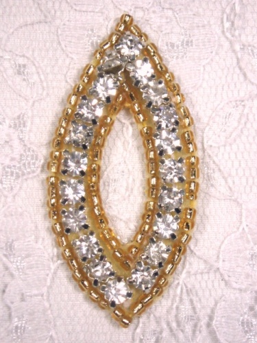 A0429B  Gold Beaded Rhinestone  Eye Applique 2