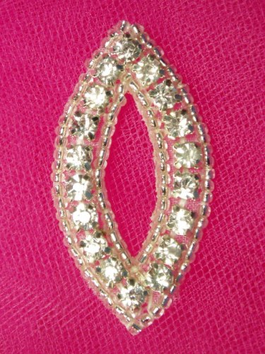 A0429B  Rhinestone Silver Beaded Applique 2