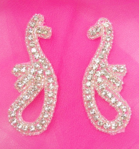 A0473  Rhinestone Mirror Pair Beaded Appliques  3.25