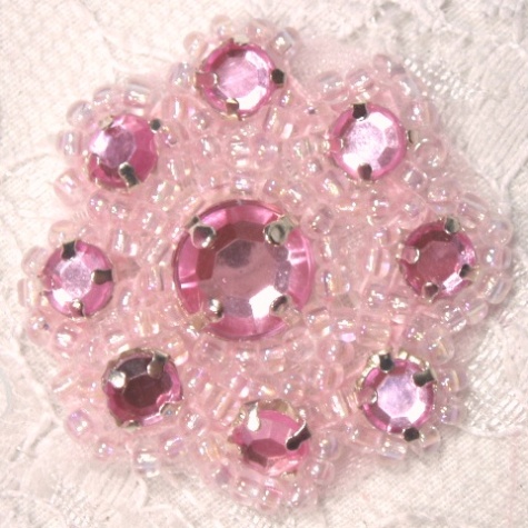 Pink Rhinestone Jewel Floral Applique 1.25 A0474A