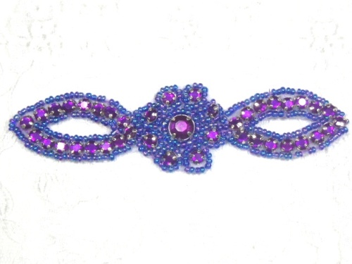 A0474C  Purple Jewel Rhinestone Beaded Floral Applique 5 A0474C