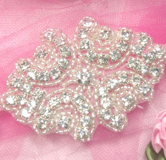 ACT/0477 Cinderella Genuine Rhinestone Beaded Applique 3"