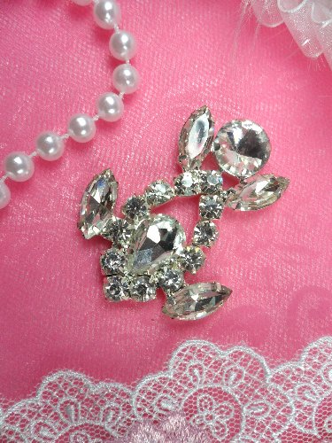 ACT/XR163A  Silver Crystal Rhinestone Applique Embellishment 2\