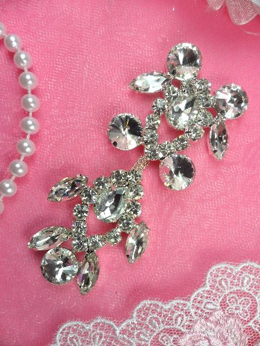 ACT/XR163-C  Silver Crystal Rhinestone Applique Embellishment 3.5\