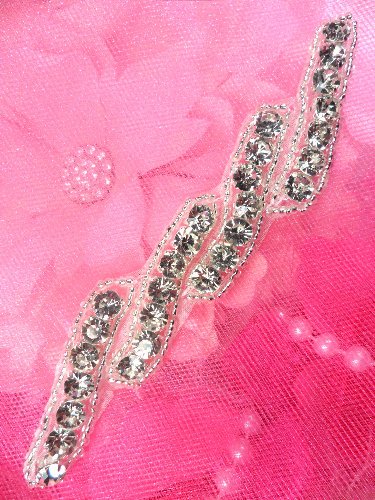 ACT/XR220B Rhinestone Applique Silver Beaded Crystal 5.25\