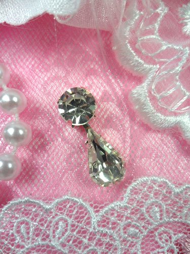 ACT/XR281 Petite Rhinestone Tear Drop Dangles Glass Crystal Embellishment  .75\