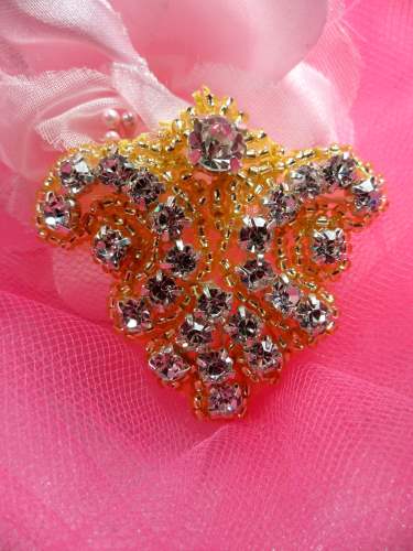 ACT/0477A  Gold Backing Crystal Rhinestone Beaded Applique 2