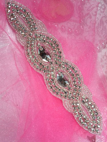ACT/TS64  Teresa Silver Beaded Crystal Rhinestone Applique 7