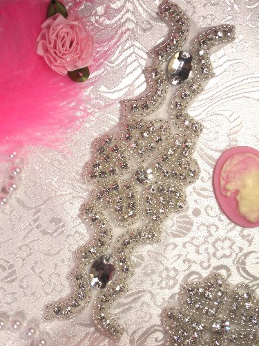 ACT/TS69/A  Laura Silver Beaded Crystal Rhinestone Applique 6
