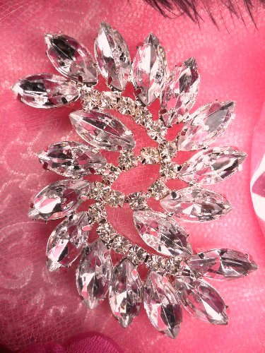 ACT/XR120 Marquise Swirl Crystal Rhinestone Applique Embellishment 2.75\