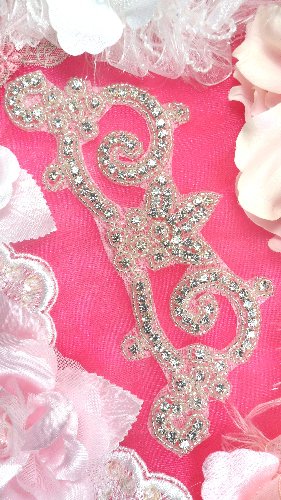 ACT/XR50/A Cinderellas Carriage Crystal Rhinestone Applique Silver Beaded 6.5