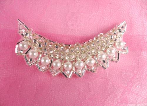 ACT/FS11 Silver Beaded Pearl Applique 2.5