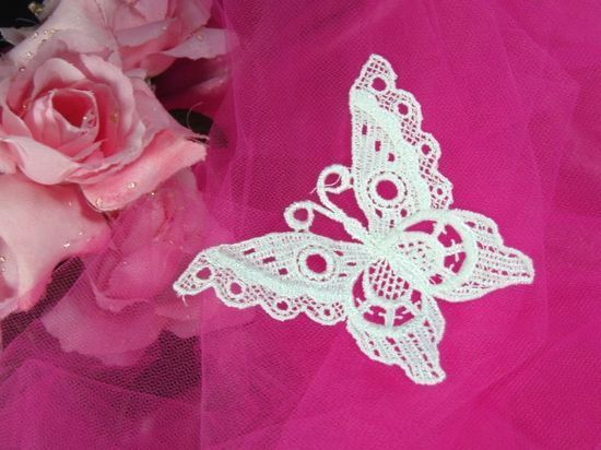F11  White Venise Lace Butterfly Applique 4