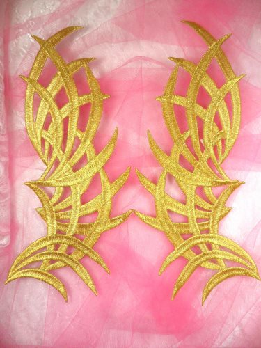 GB370 Embroidered Appliques Gold Mirror Pair Patch 9.5