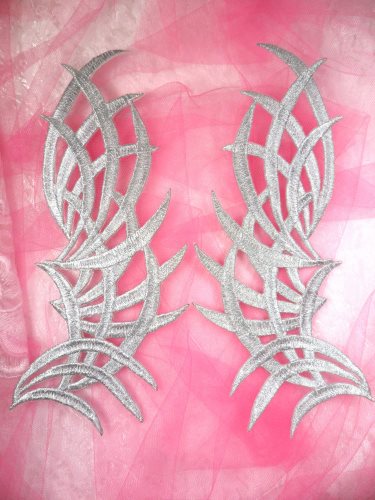 GB370 Embroidered Appliques Silver Mirror Pair Patch 9.5\