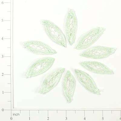 E5566  Set of ( 10 )  Light Green Crochet Leaf Appliques