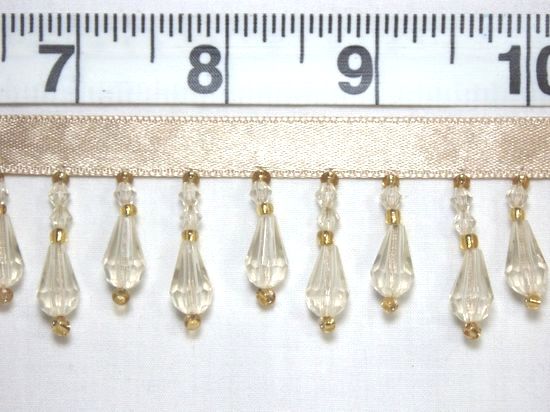 RMC1 Remnant Ivory-IV-22 Teardrop Beaded Fringe Sewing Trim